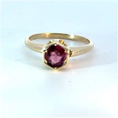Synthetic Pink Tourmaline Lady's Stone Ring 14K Yellow Gold 3.1g Size:7.5